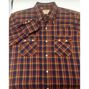 Dee Cee Western Brown Plaid Flannel Pearl Snap Long Sleeve Shirt Size 15.5-34